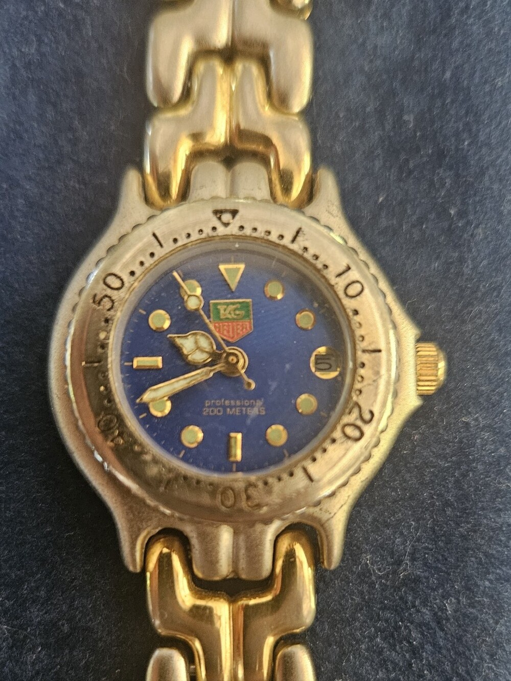 Tag Heuer Gold and Blue Link Watch Womens